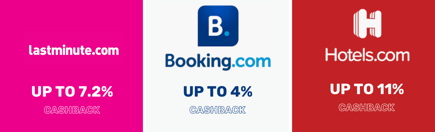 Laterooms Up to 7.2% Cashback - Booking.com Up to 10% Cashback - Hotels.com Up to 3% Cashback