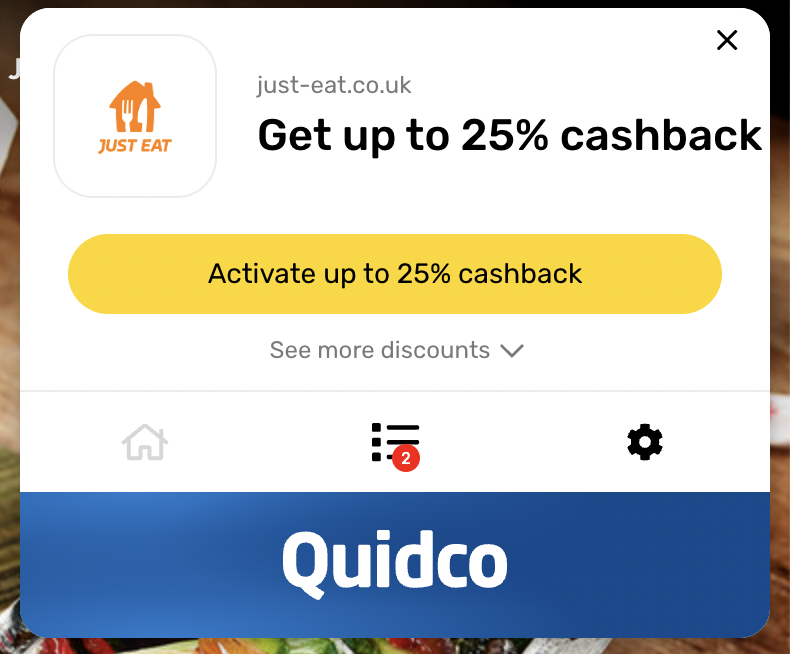 Quidco Cashback Reminder browser extension